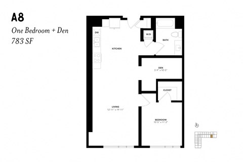 One Bedroom & Den A8 783 SF - The Lark